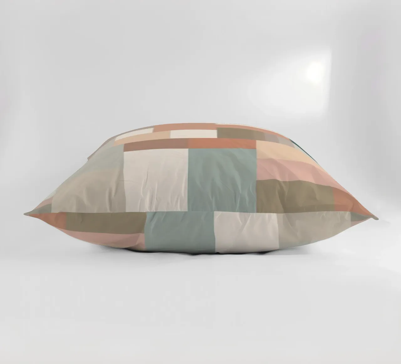 abstract geometric pattern featuring soft pastel shades decorative cushion by DesignDoodle