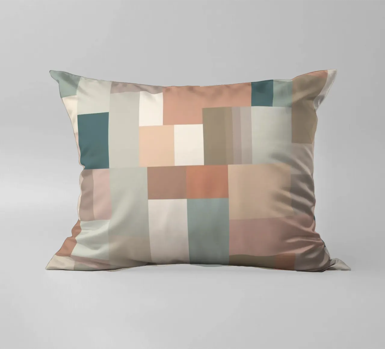 abstract geometric pattern featuring soft pastel shades decorative cushion by DesignDoodle