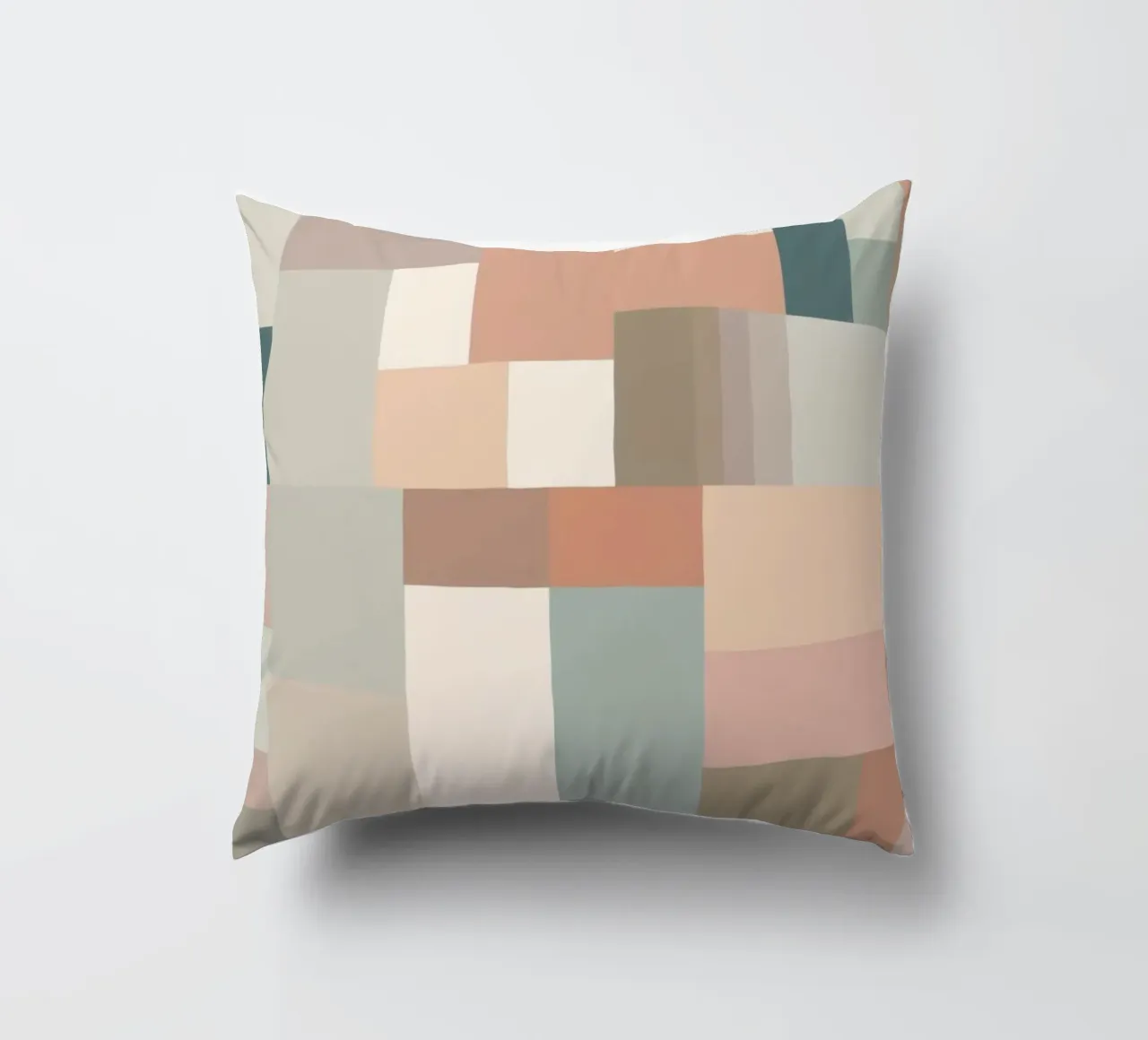 abstract geometric pattern featuring soft pastel shades decorative cushion by DesignDoodle