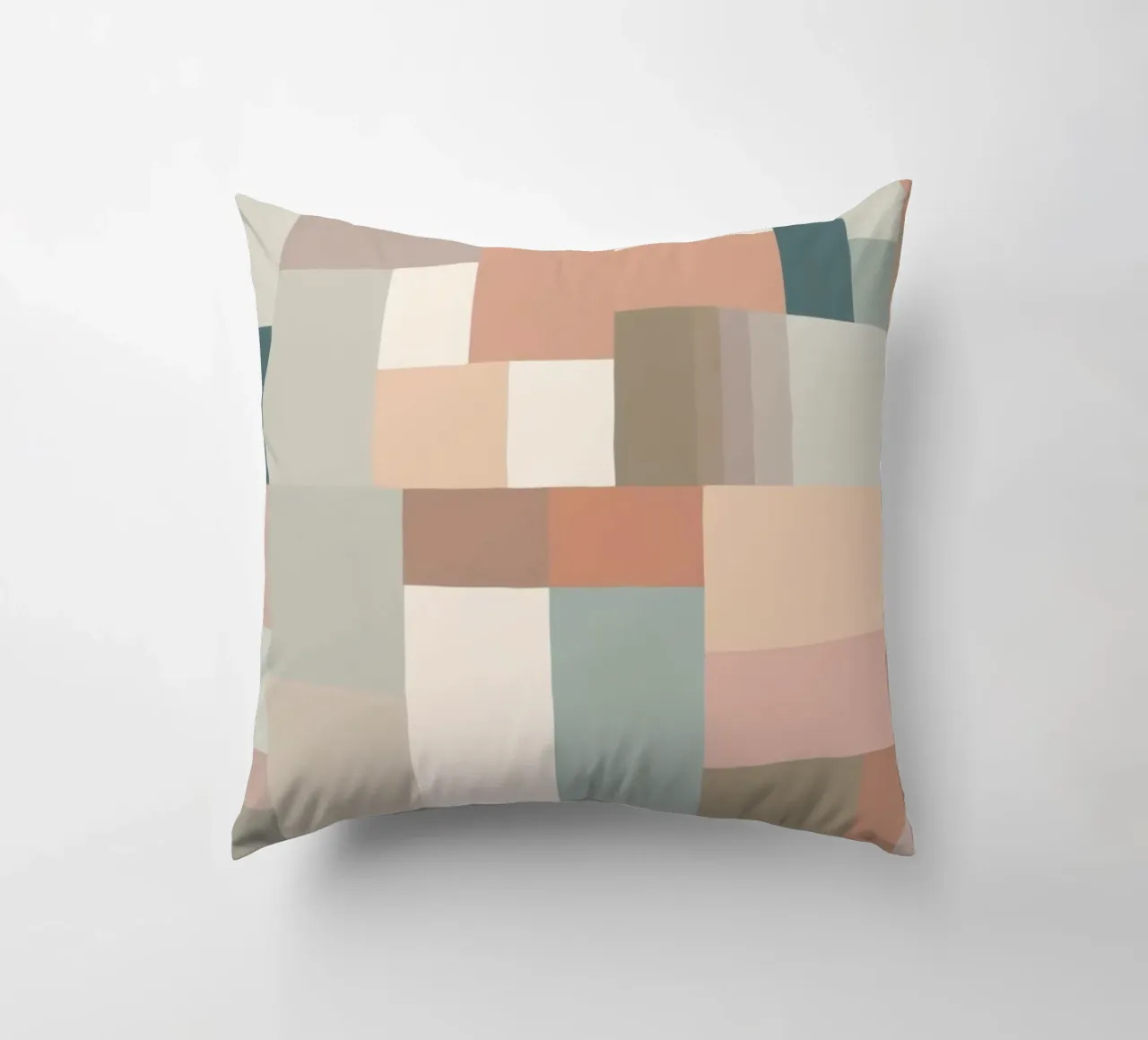 abstract geometric pattern featuring soft pastel shades decorative cushion by DesignDoodle