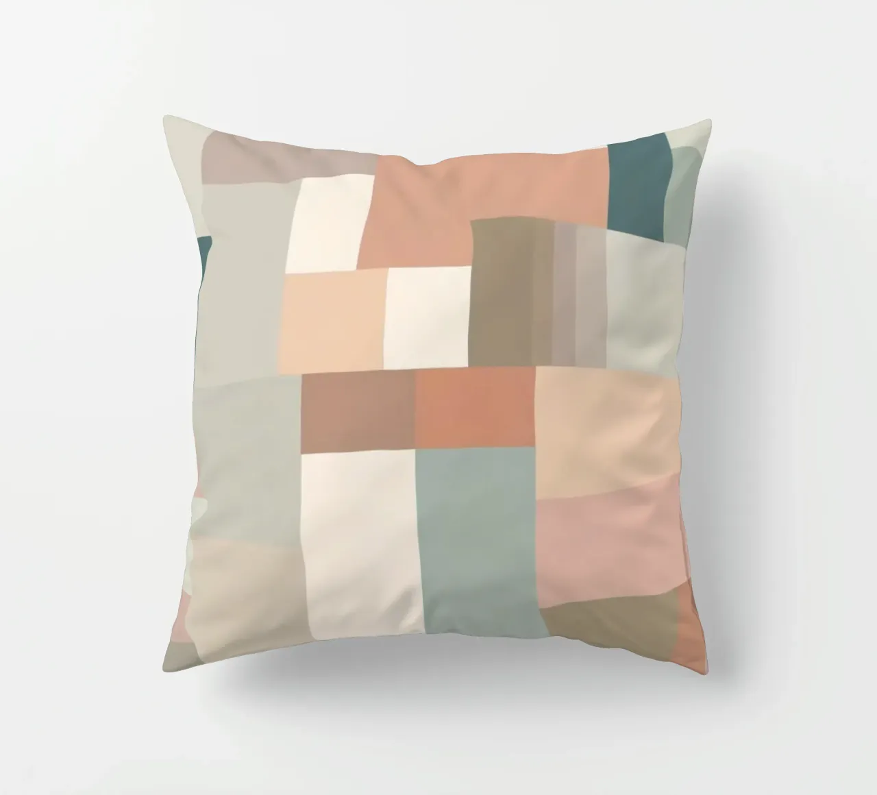abstract geometric pattern featuring soft pastel shades decorative cushion by DesignDoodle