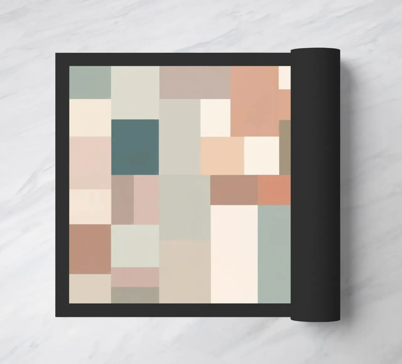 abstract geometric pattern featuring soft pastel shades doormat by DesignDoodle