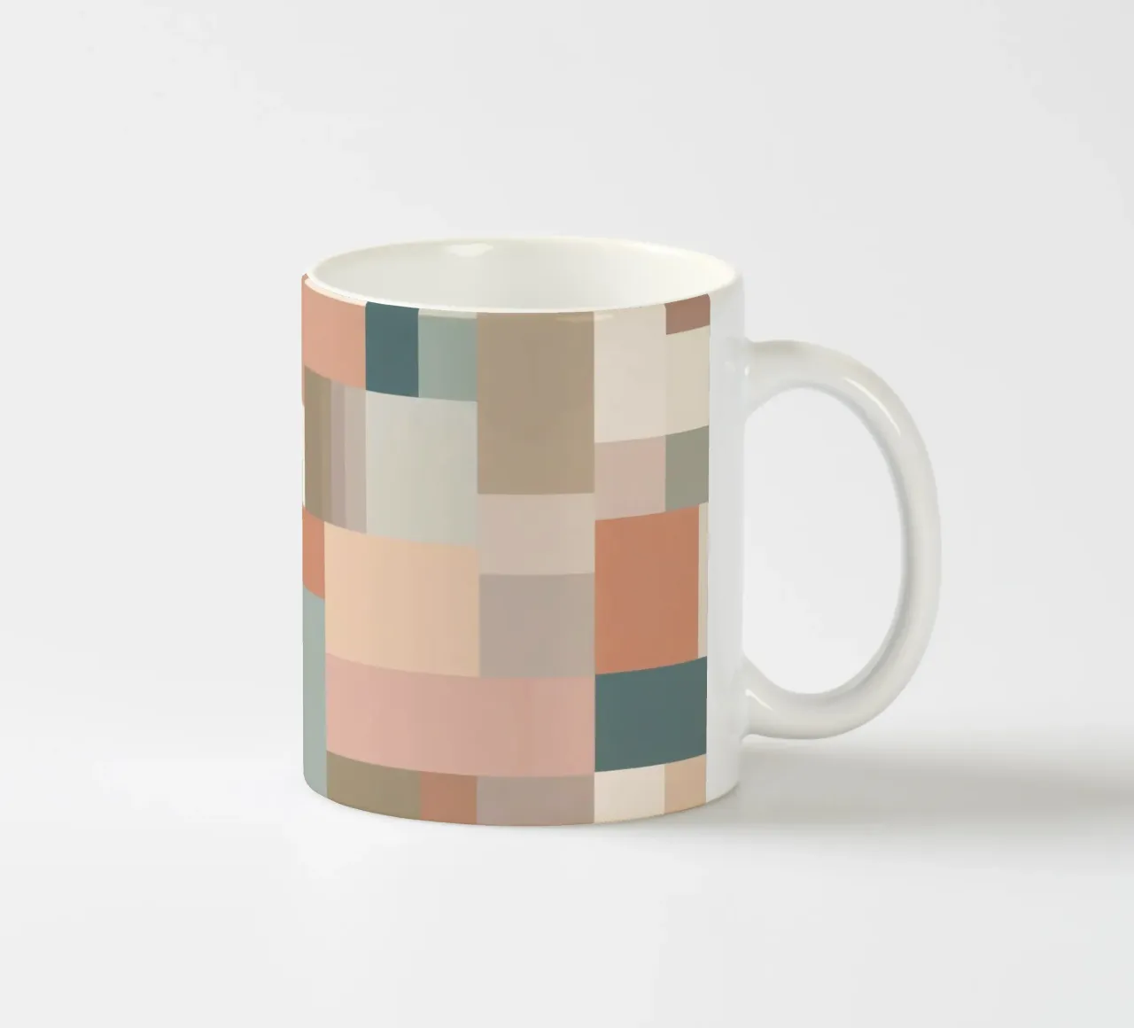 abstract geometric pattern featuring soft pastel shades ceramic mug by DesignDoodle