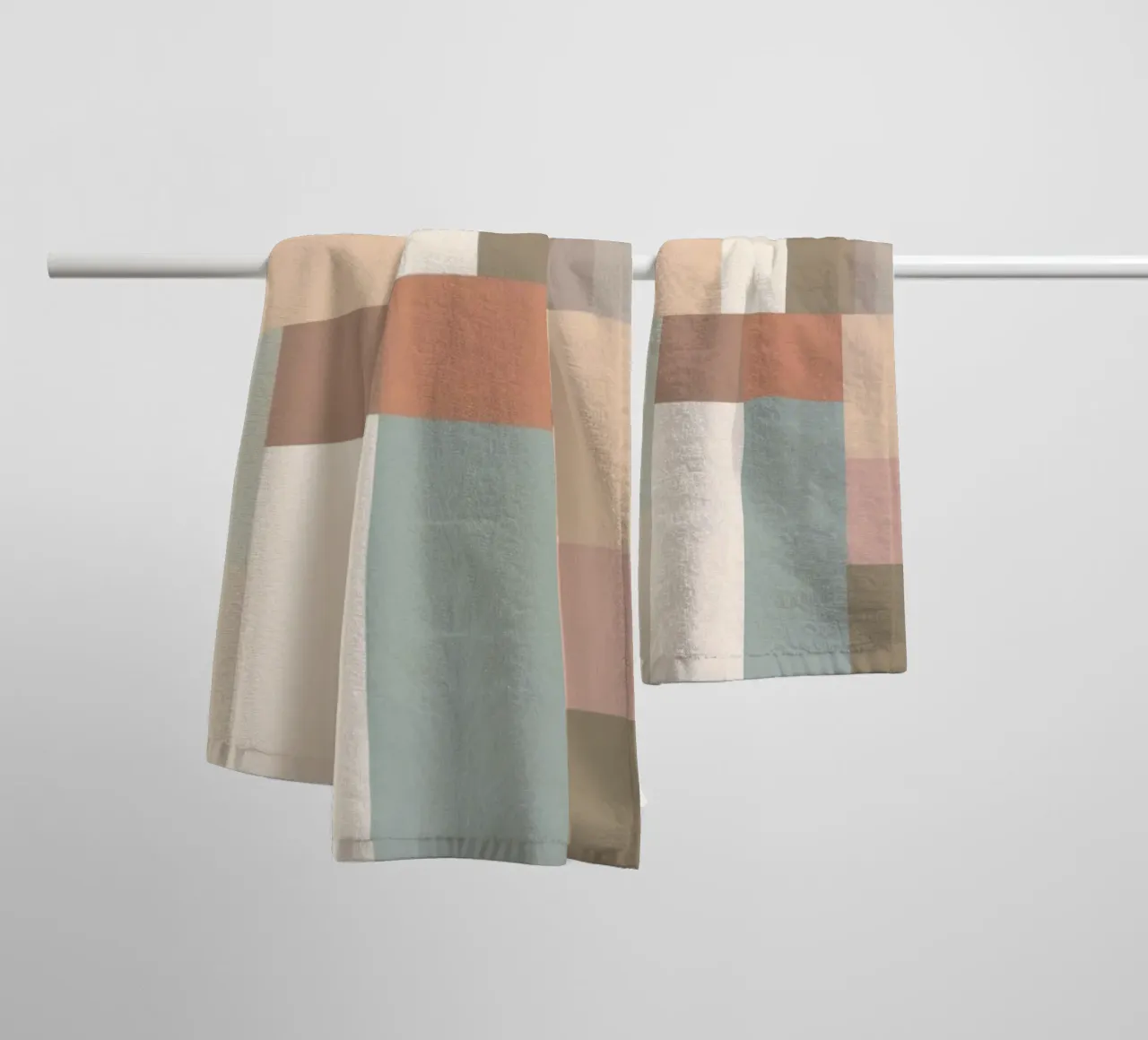 abstract geometric pattern featuring soft pastel shades towel by DesignDoodle