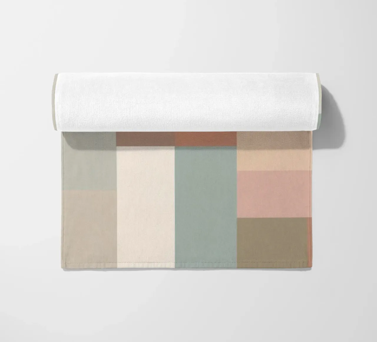 abstract geometric pattern featuring soft pastel shades beach towel by DesignDoodle