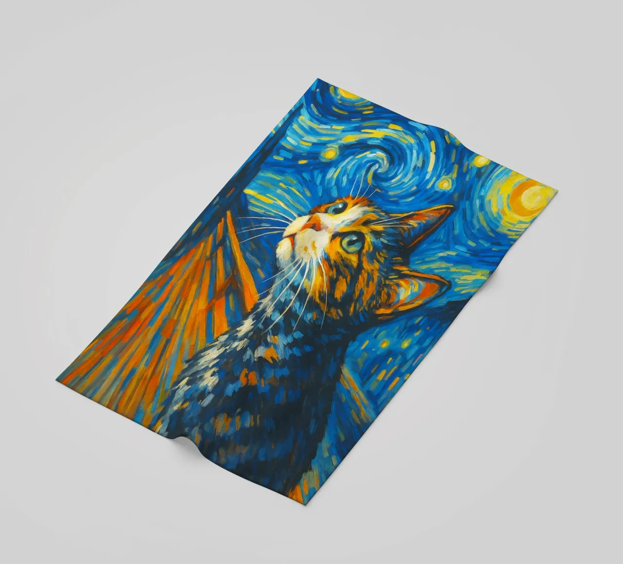 Starry Night Cat Funny Animal Art Design beach towel by the gondals