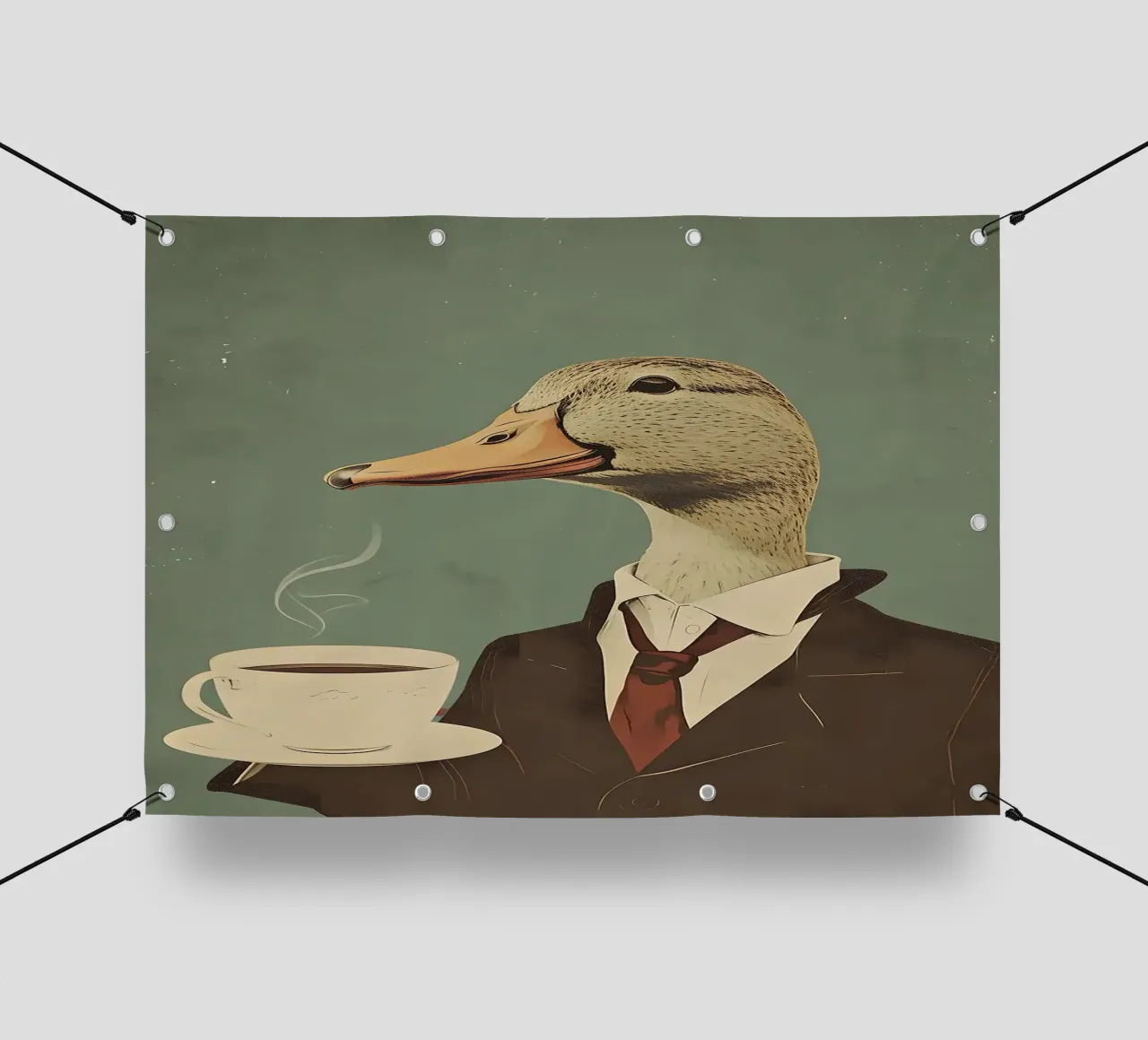 duck duck s head teacup coffee cup pvc cover by RJ Peterson-Animal