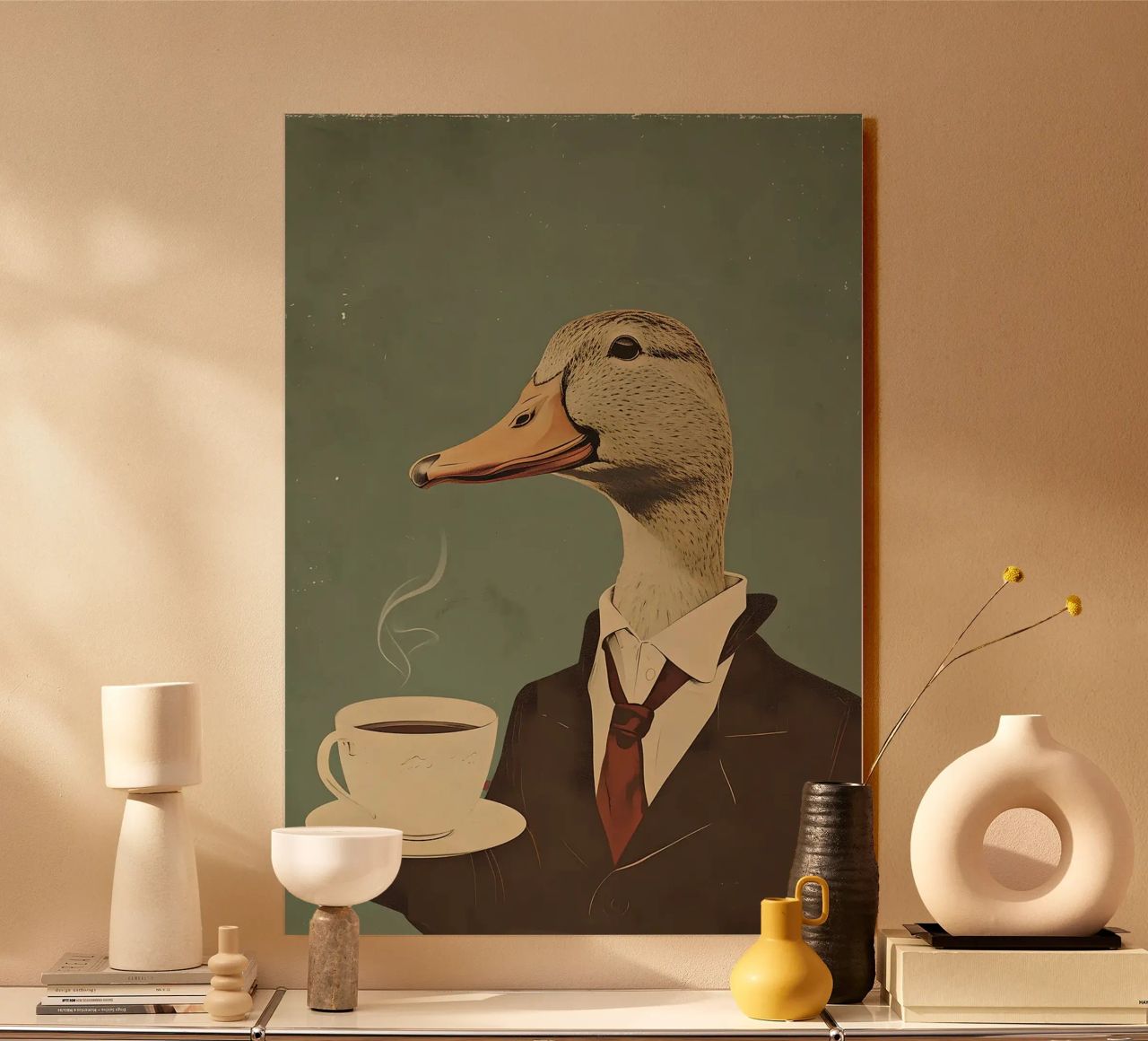 tazza da caffè con testa d'anatra alluminio dibond da RJ Peterson-Animal