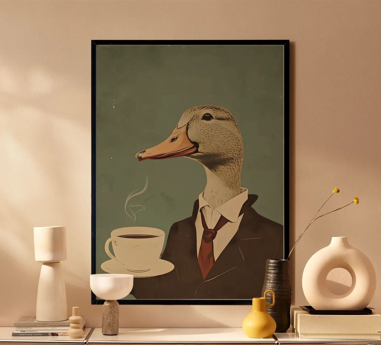 tazza da caffè con testa d'anatra poster da RJ Peterson-Animal
