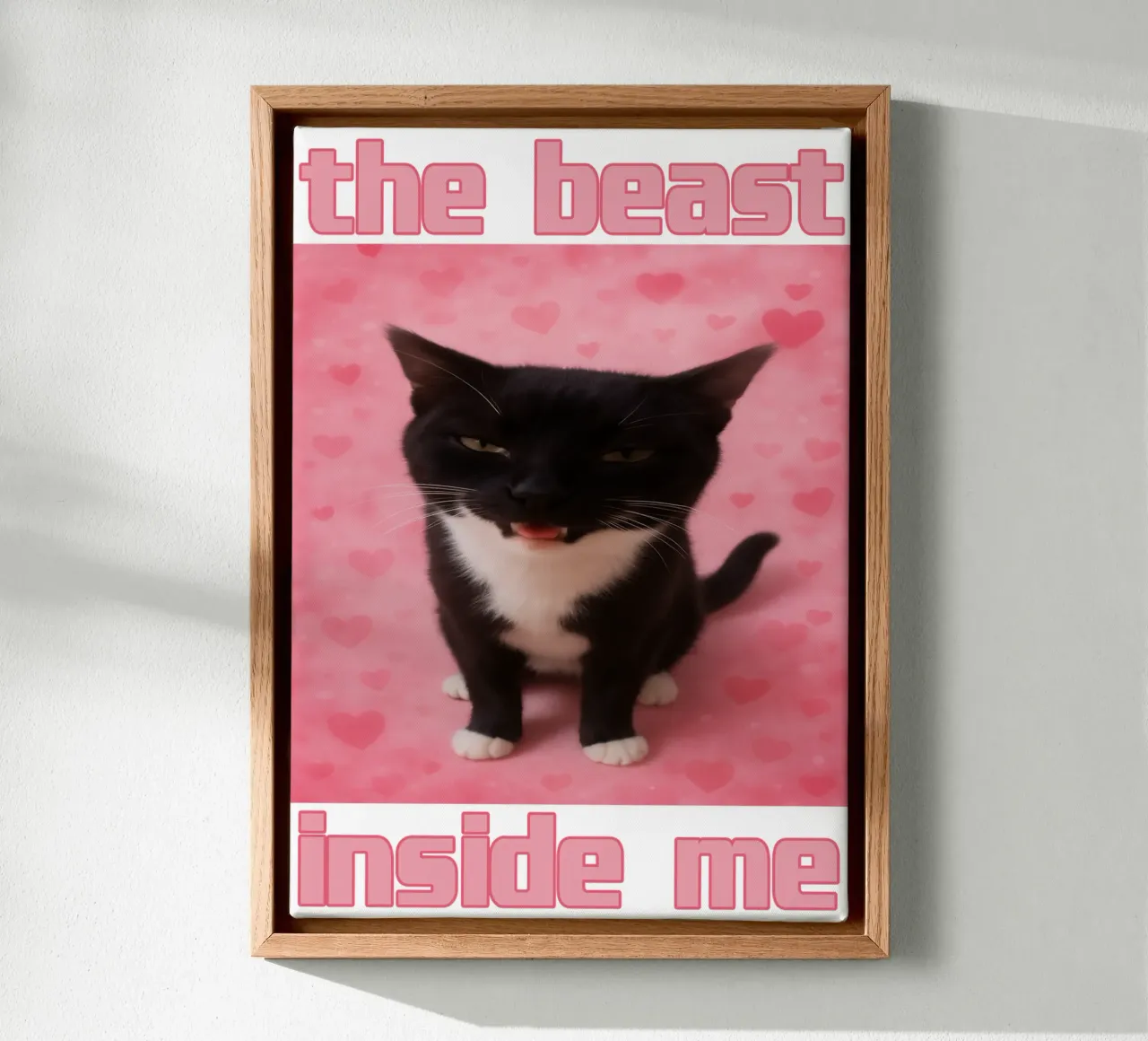 The beast inside me Funny Cat art design canvas with Floater frame by the gondals
