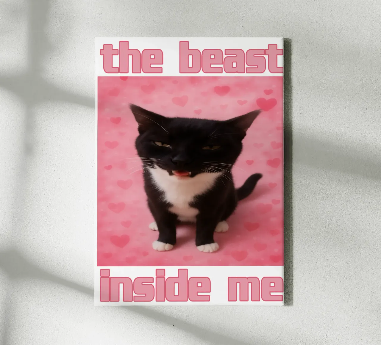 The beast inside me Funny Cat art design canvas with Floater frame by the gondals