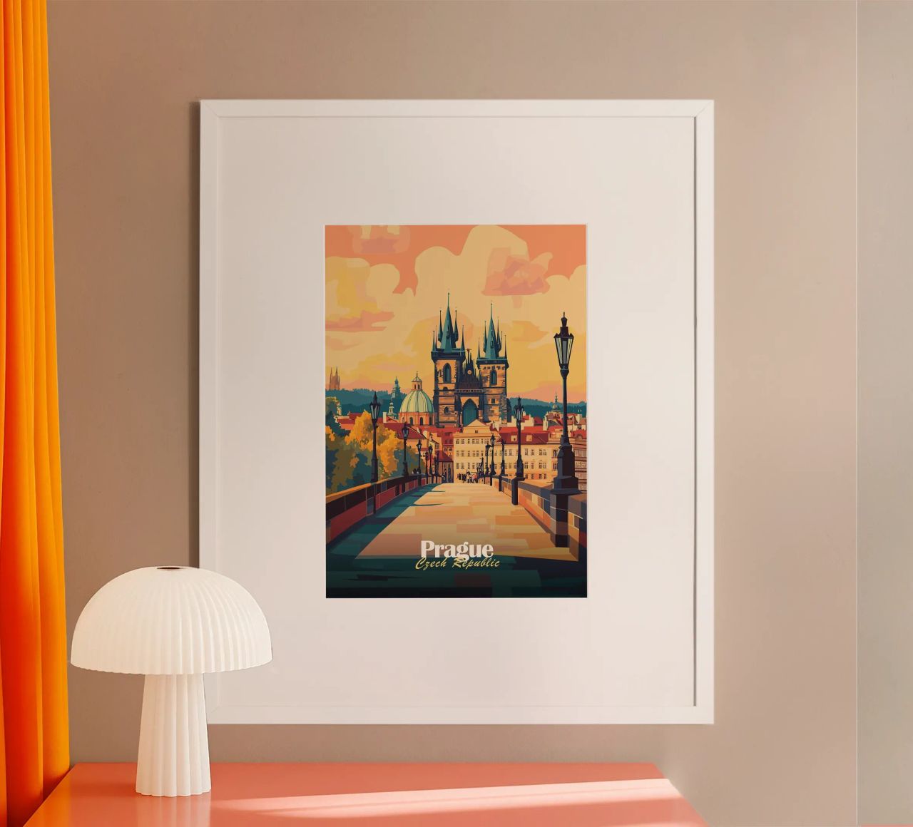 Prague république tchèque paysage urbain poster de Joseph Albert Morales