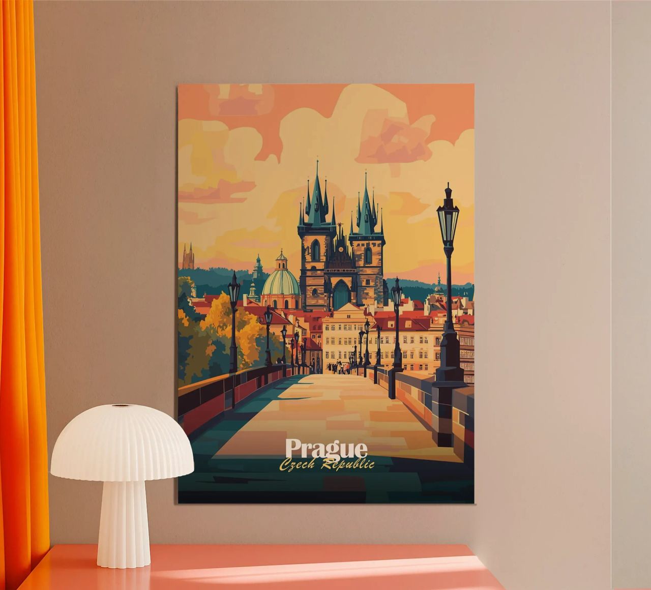Prague république tchèque paysage urbain poster de Joseph Albert Morales