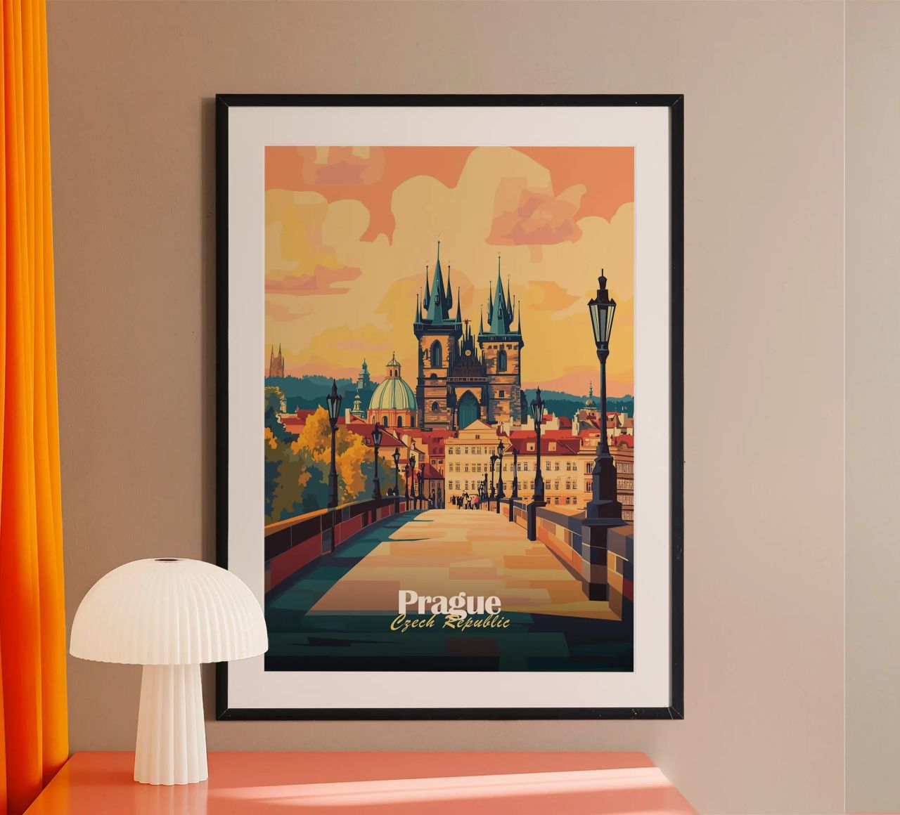 Prague république tchèque paysage urbain poster de Joseph Albert Morales