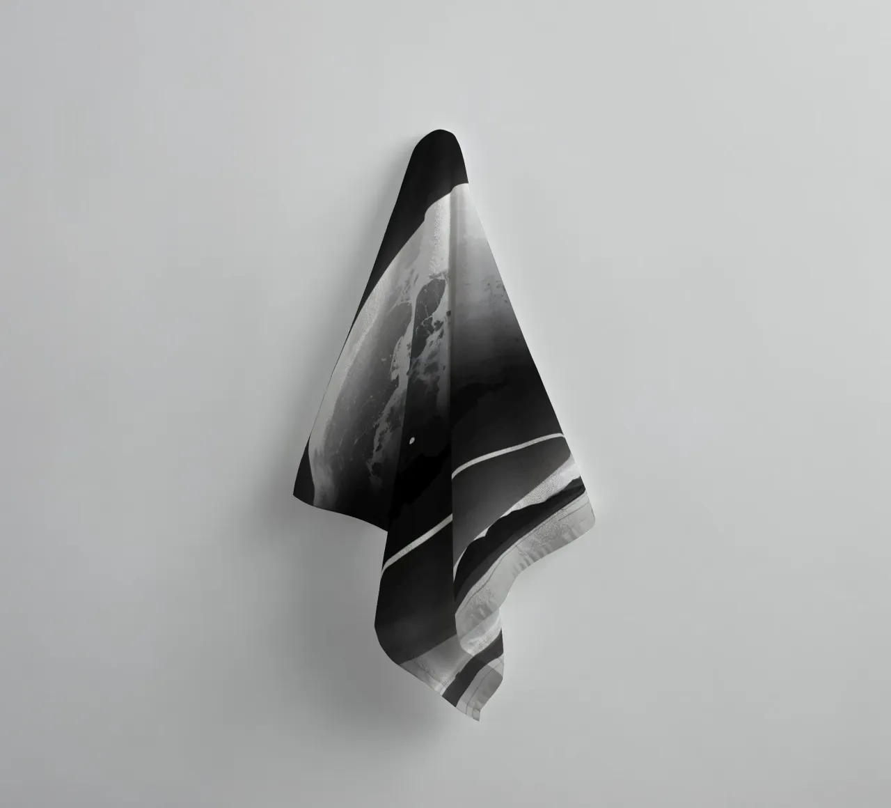 planet with rings hovering over a desolate landscape under a towel by DesignDoodle