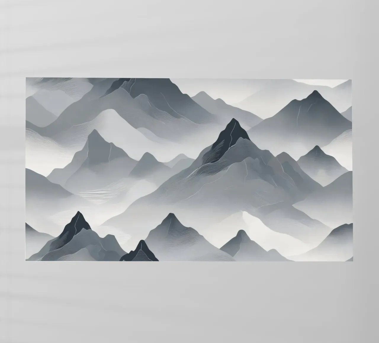 Stupefacente paesaggio montano monocromatico con strati di nebbia pellicola backlit da DesignDoodle