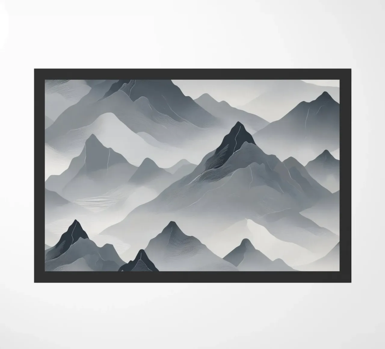 Stupefacente paesaggio montano monocromatico con strati di nebbia zerbino da DesignDoodle