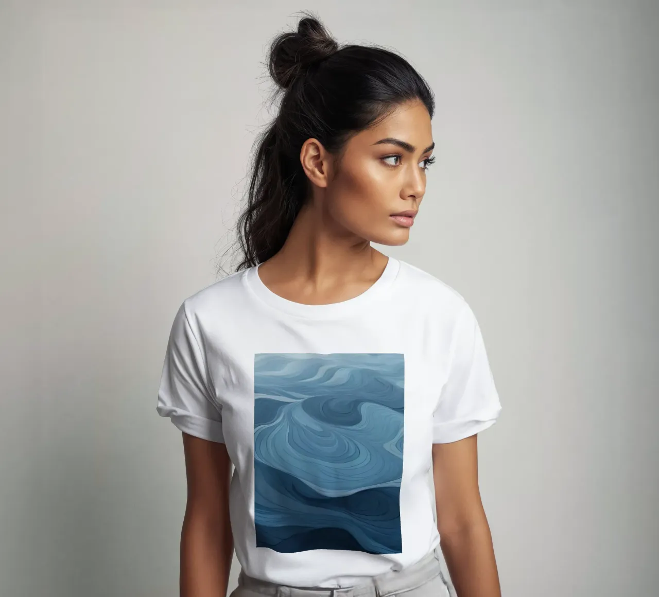 Captivating patterns of blue waves flowing together t-shirt by DesignDoodle