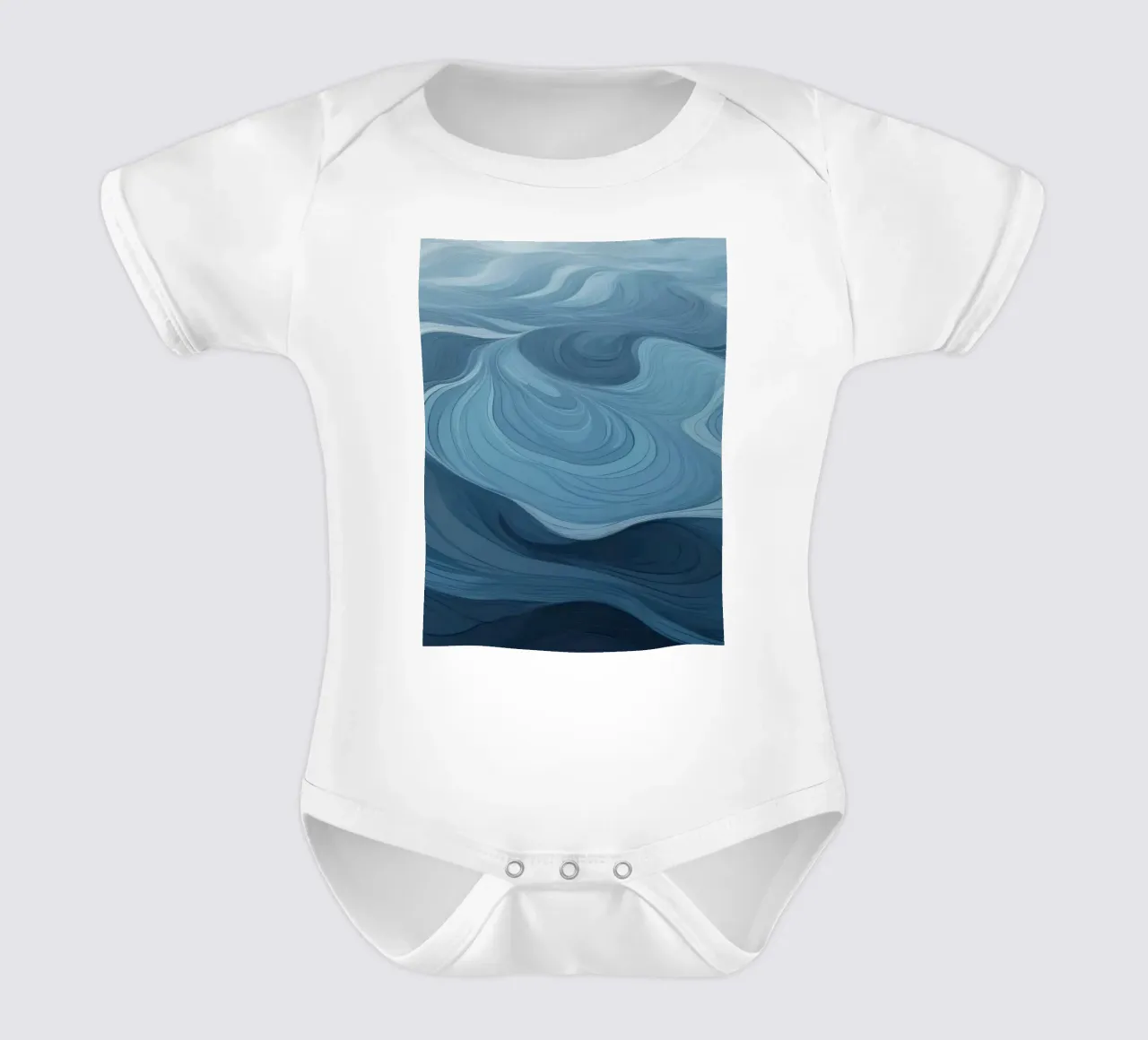 Captivating patterns of blue waves flowing together short-sleeve baby romper by DesignDoodle