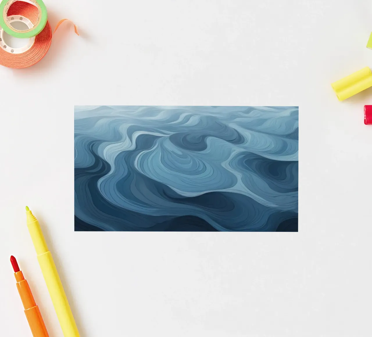 Accattivanti disegni di onde blu che confluiscono tra loro adesivo da DesignDoodle