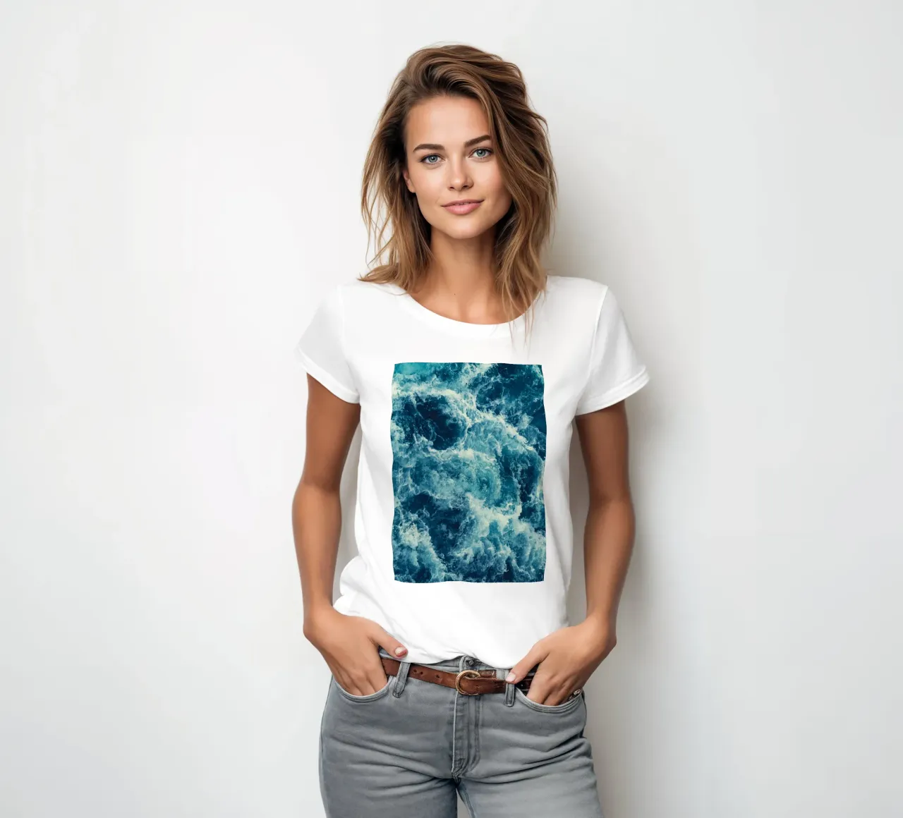 Blue chaos women's fitted t-shirt by BLICKPUNKT