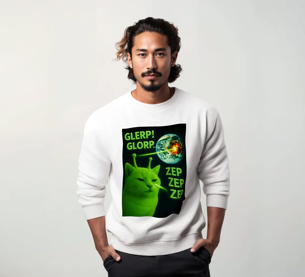 Glerp Glorp Grappige buitenaardse kat grappig kunstontwerp sweatshirt van the gondals