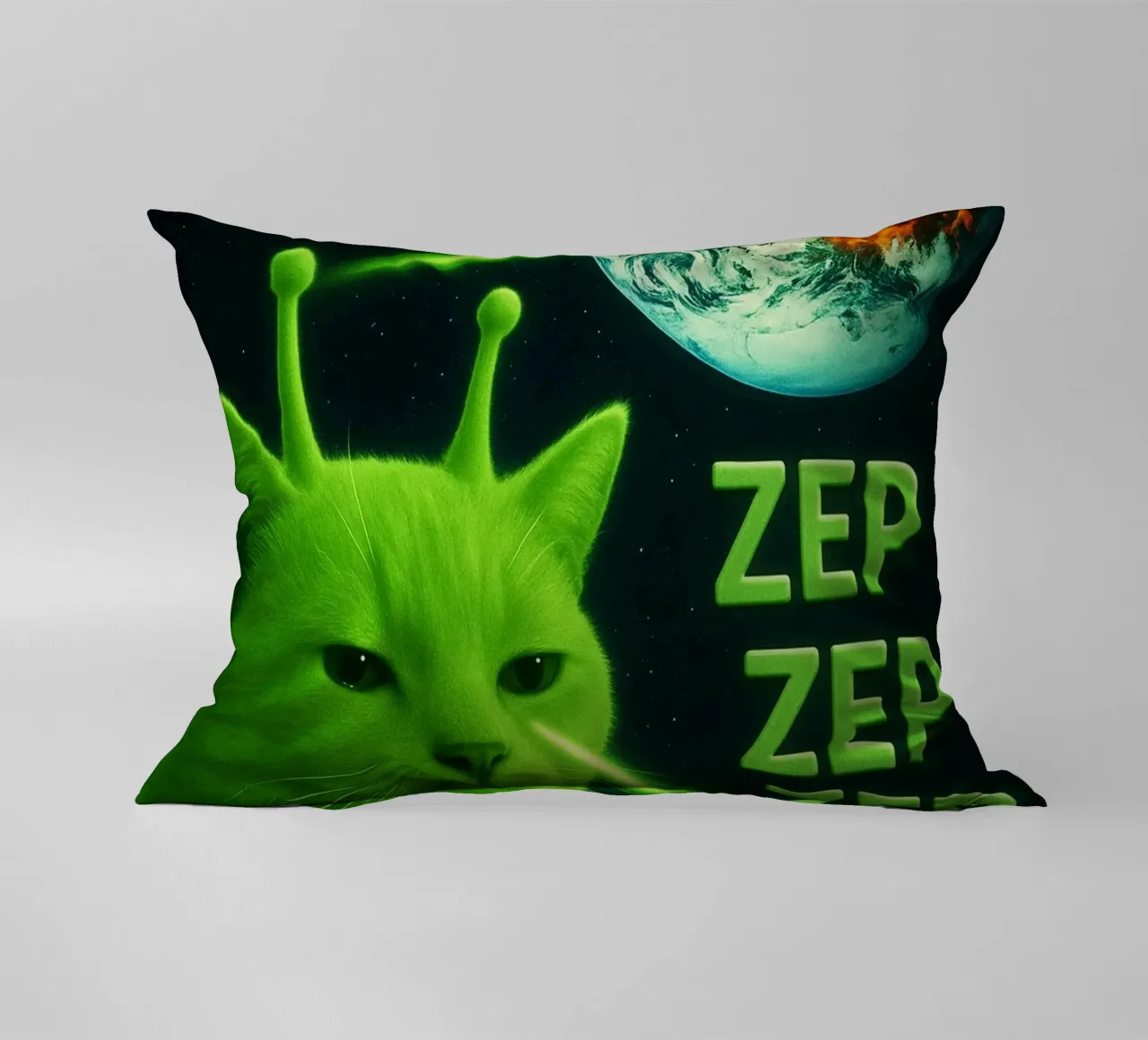 Glerp Glorp Funny Alien Cat funny art design decorative cushion by the gondals
