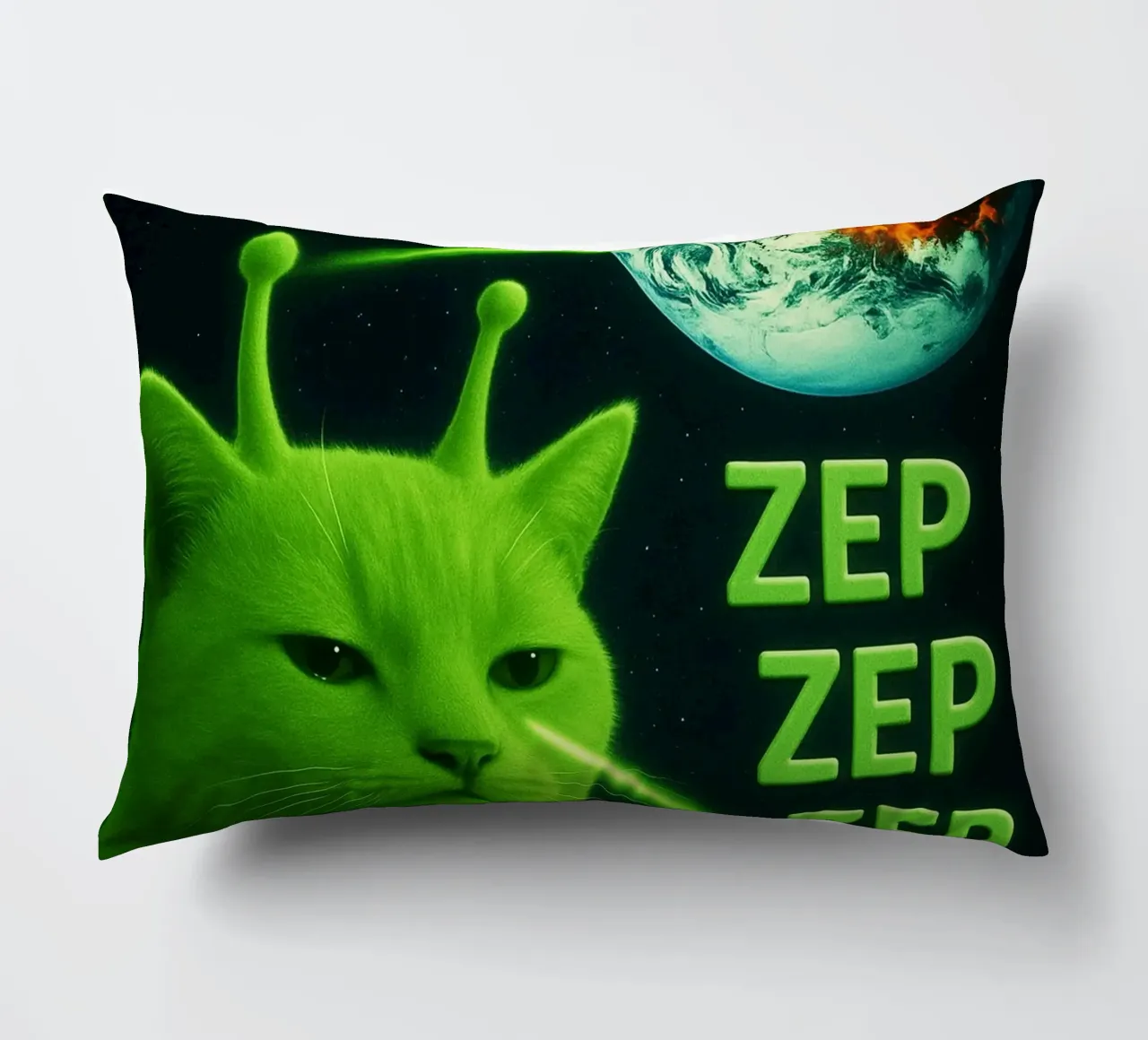 Glerp Glorp Funny Alien Cat funny art design decorative cushion by the gondals