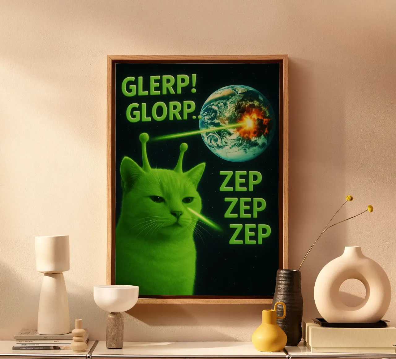 Glerp Glorp Grappige buitenaardse kat grappig kunstontwerp canvas van the gondals
