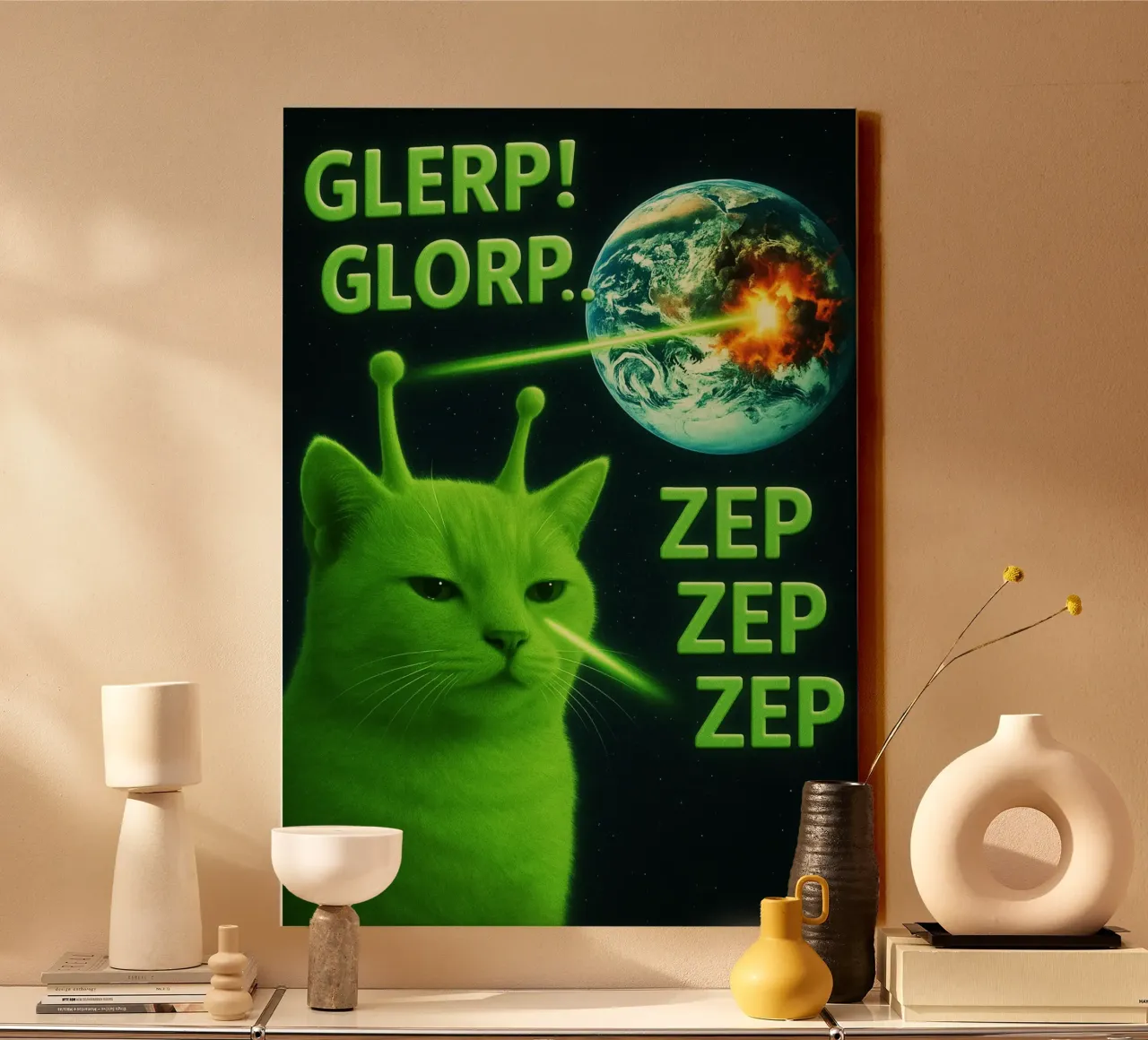 Glerp Glorp Grappige buitenaardse kat grappig kunstontwerp canvas van the gondals