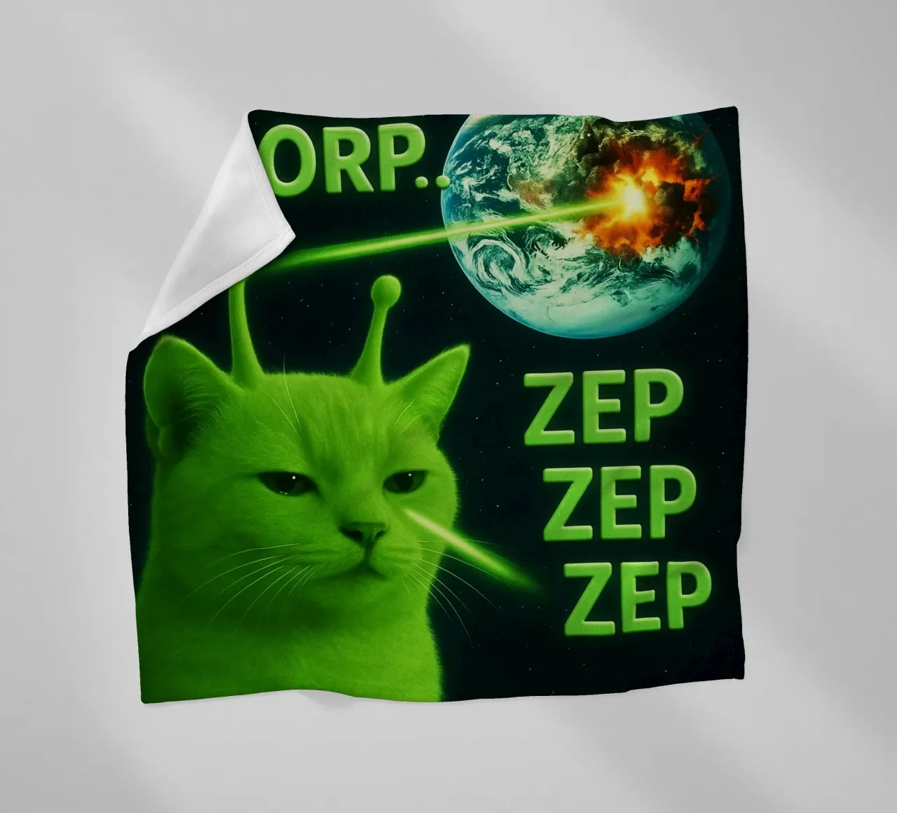 Glerp Glorp Funny Alien Cat funny art design fleece blanket by the gondals