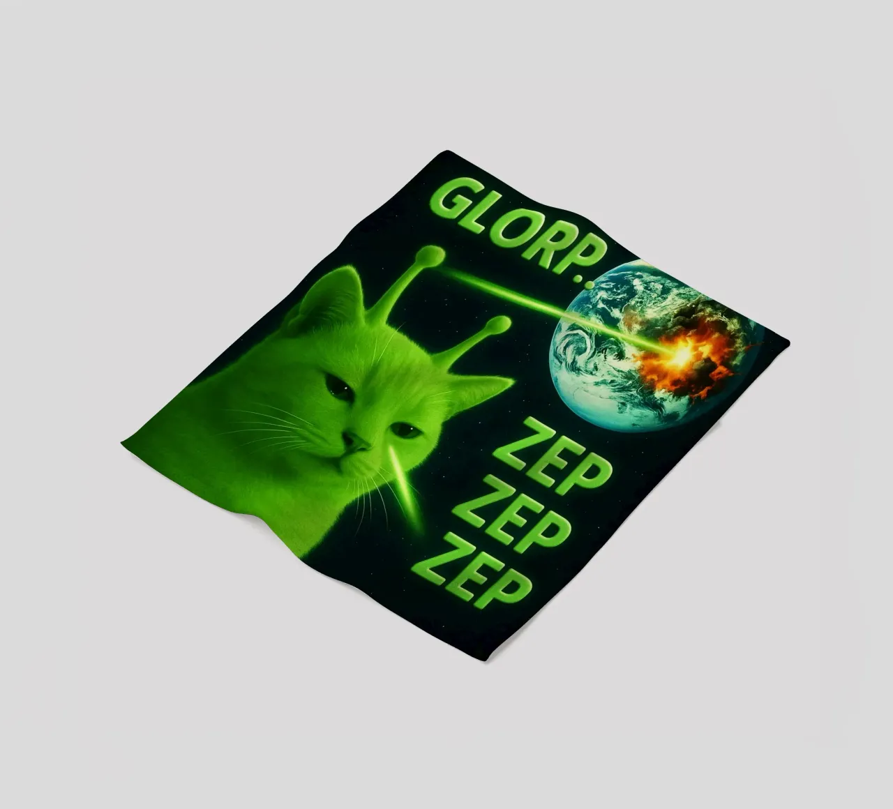 Glerp Glorp Funny Alien Cat funny art design fleece blanket by the gondals