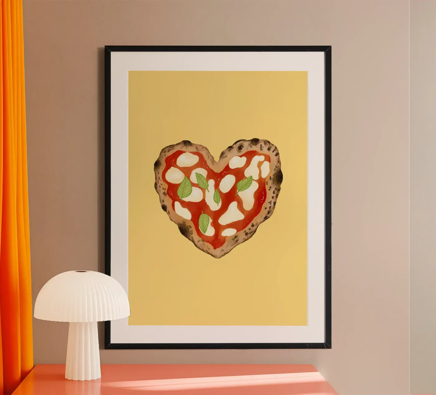 Pizza Herz Hellgelb poster da Studio Dolci