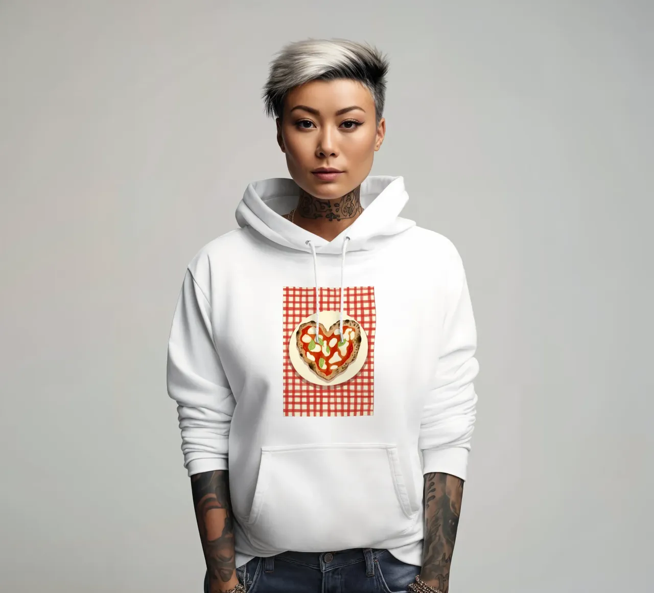 Pizza Herz Karo felpa con cappuccio da Studio Dolci