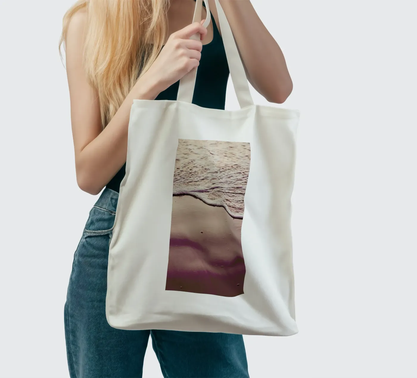 Sunset Waves Jutebeutel von Victoria Frost