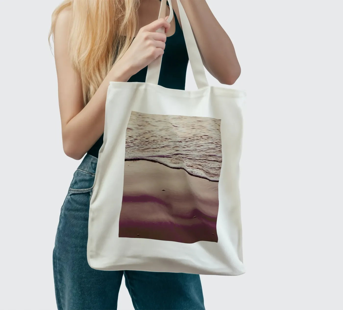 Sunset Waves Jutebeutel von Victoria Frost