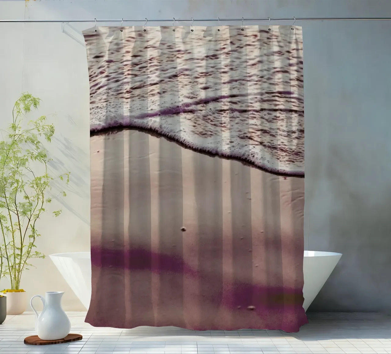 Sunset Waves Duschvorhang von Victoria Frost