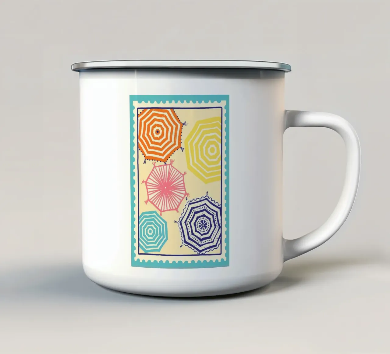Sonnenschrime Emaille Tasse von Studio Dolci