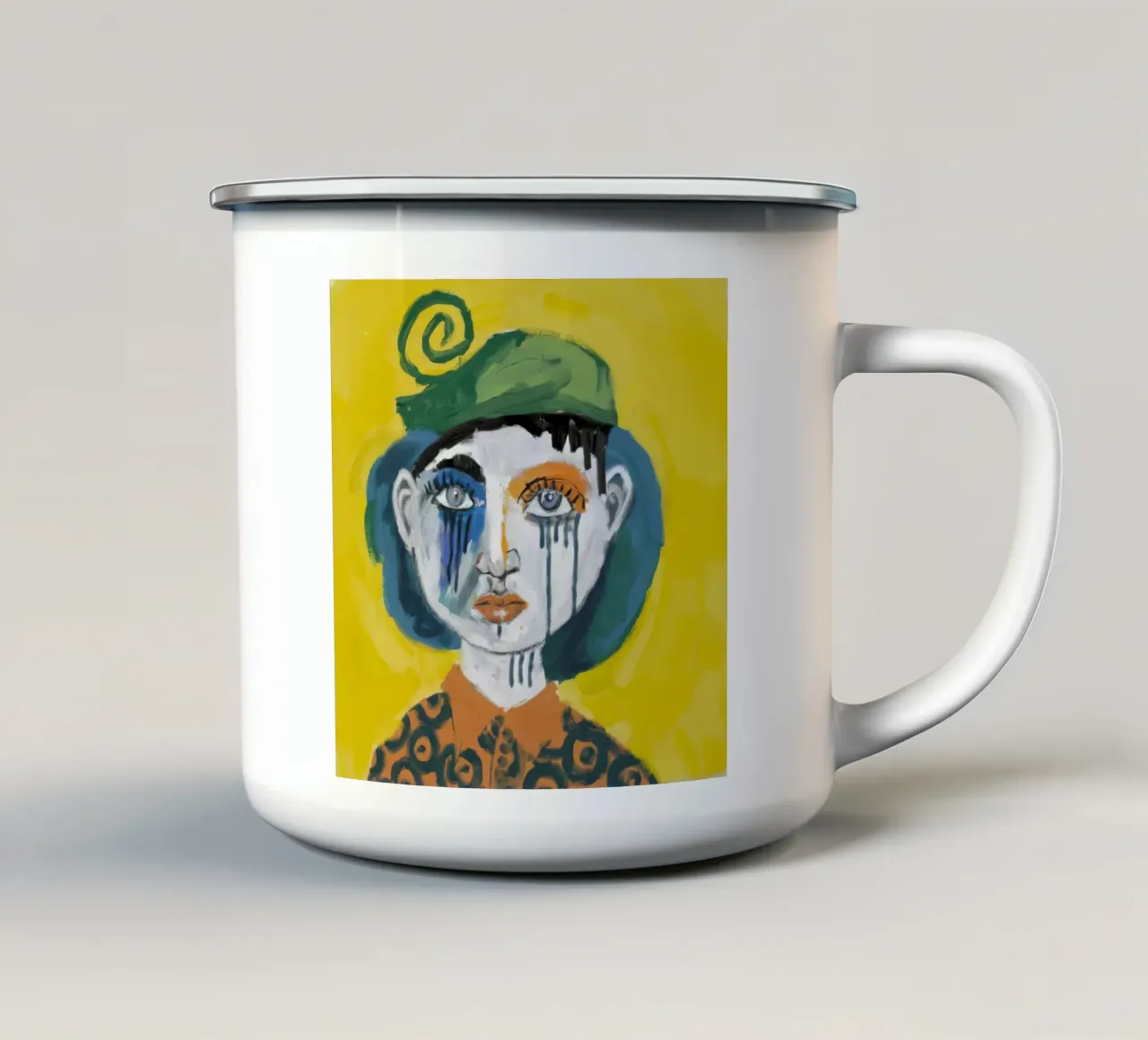 Ritratto eccentrico tazza in smalto da Lunar Templar