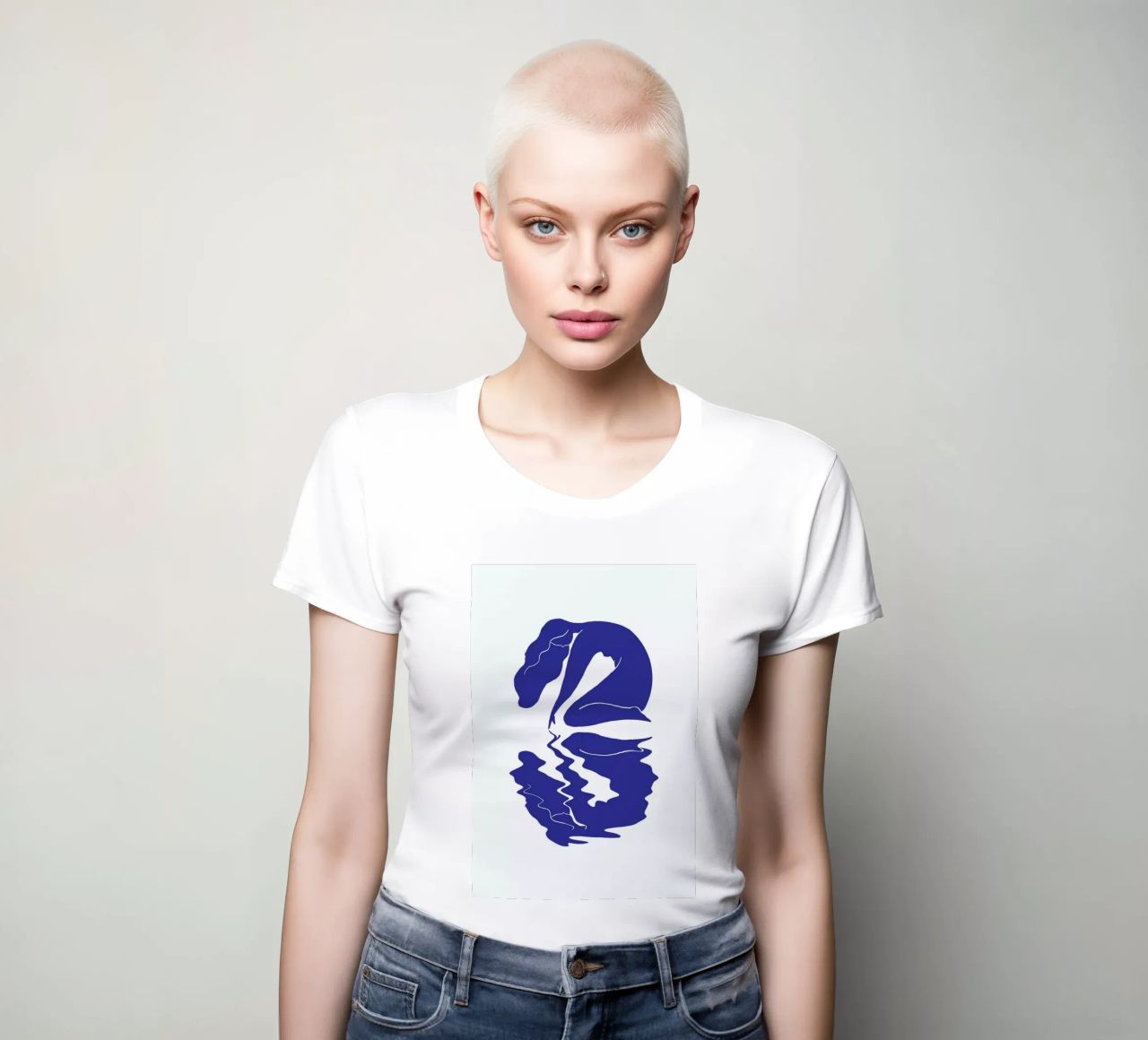 Blurred Blue women's fitted t-shirt by Graphite