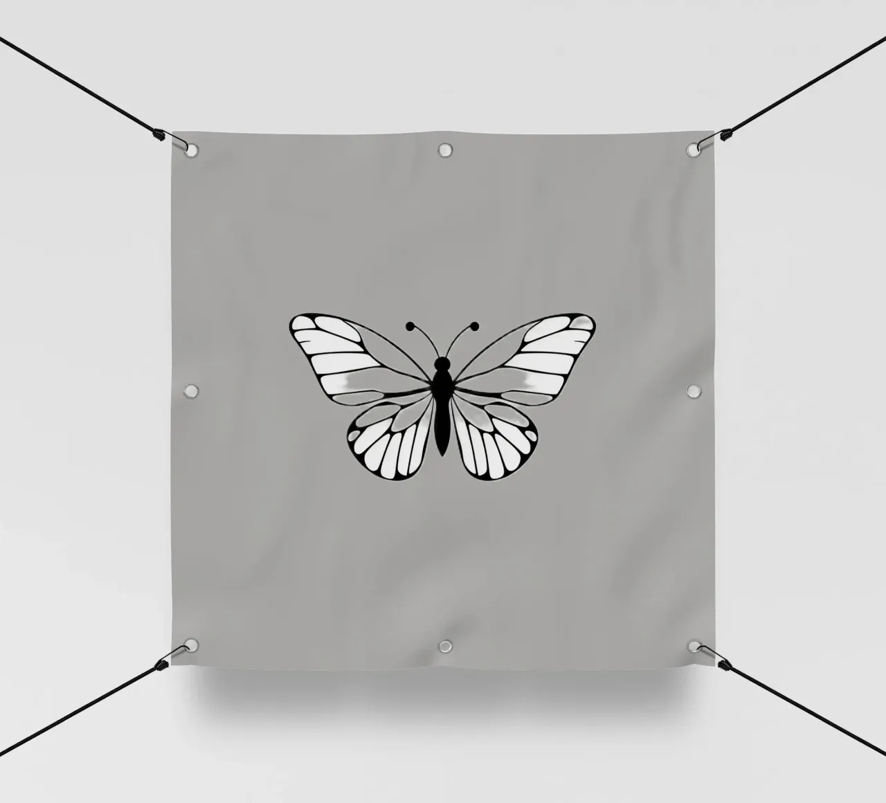 Intricata illustrazione di farfalla in bianco e nero telo in pvc da DesignDoodle