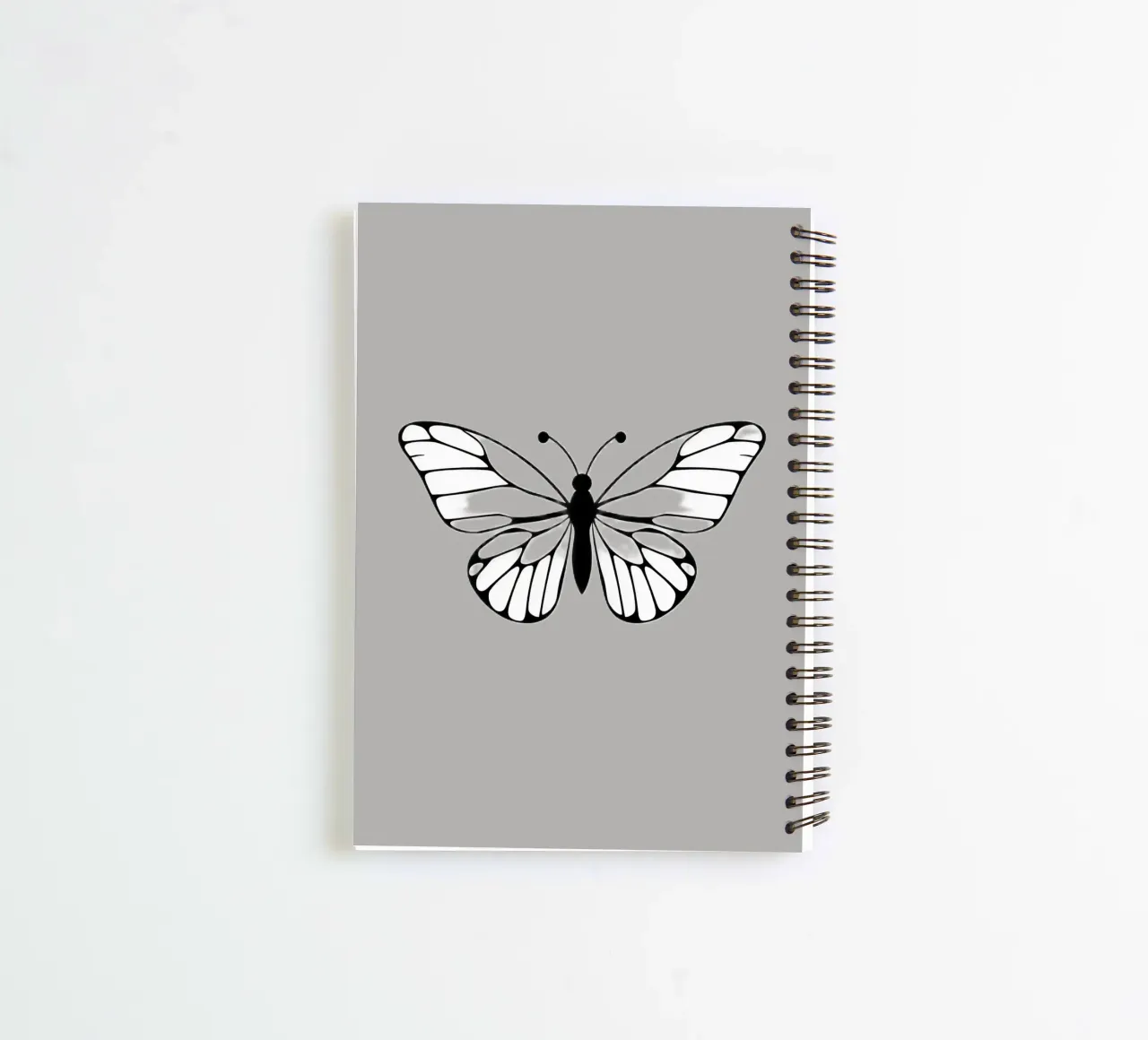 Illustration d'un papillon complexe en noir et blanc carnet à spirale de DesignDoodle