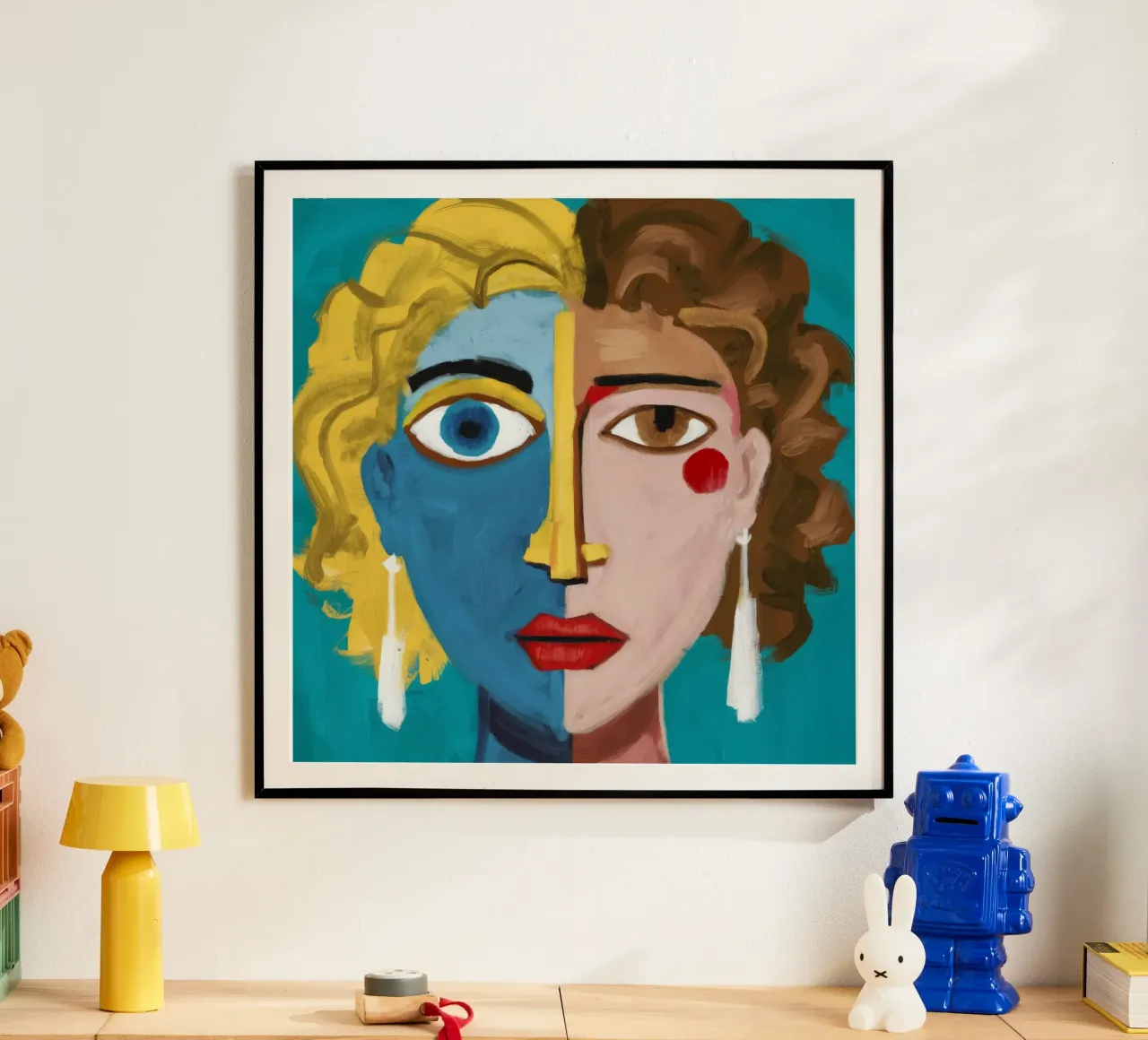 Gouden Krullen Symfonie poster met houten frame van Lunar Templar