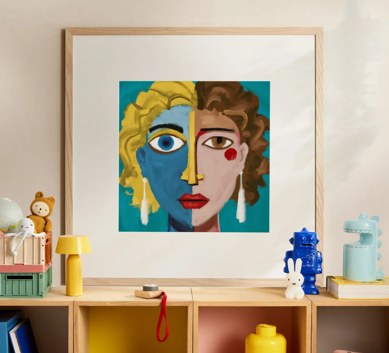 Gouden Krullen Symfonie poster met houten frame van Lunar Templar
