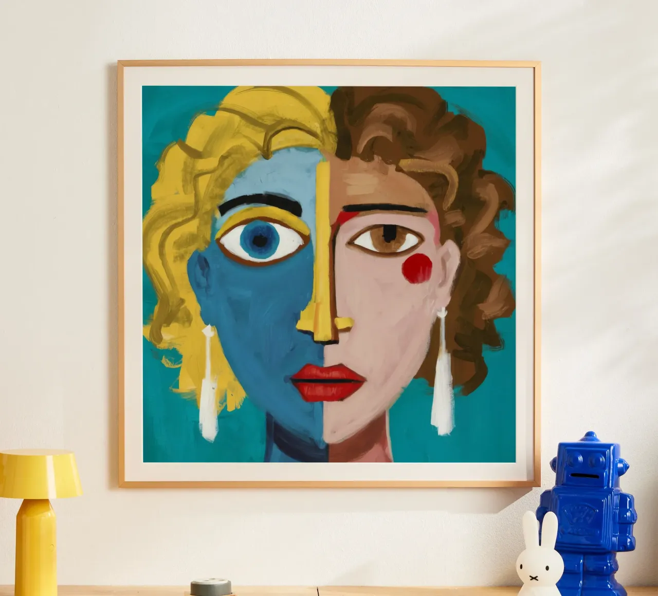 Gouden Krullen Symfonie poster met houten frame van Lunar Templar