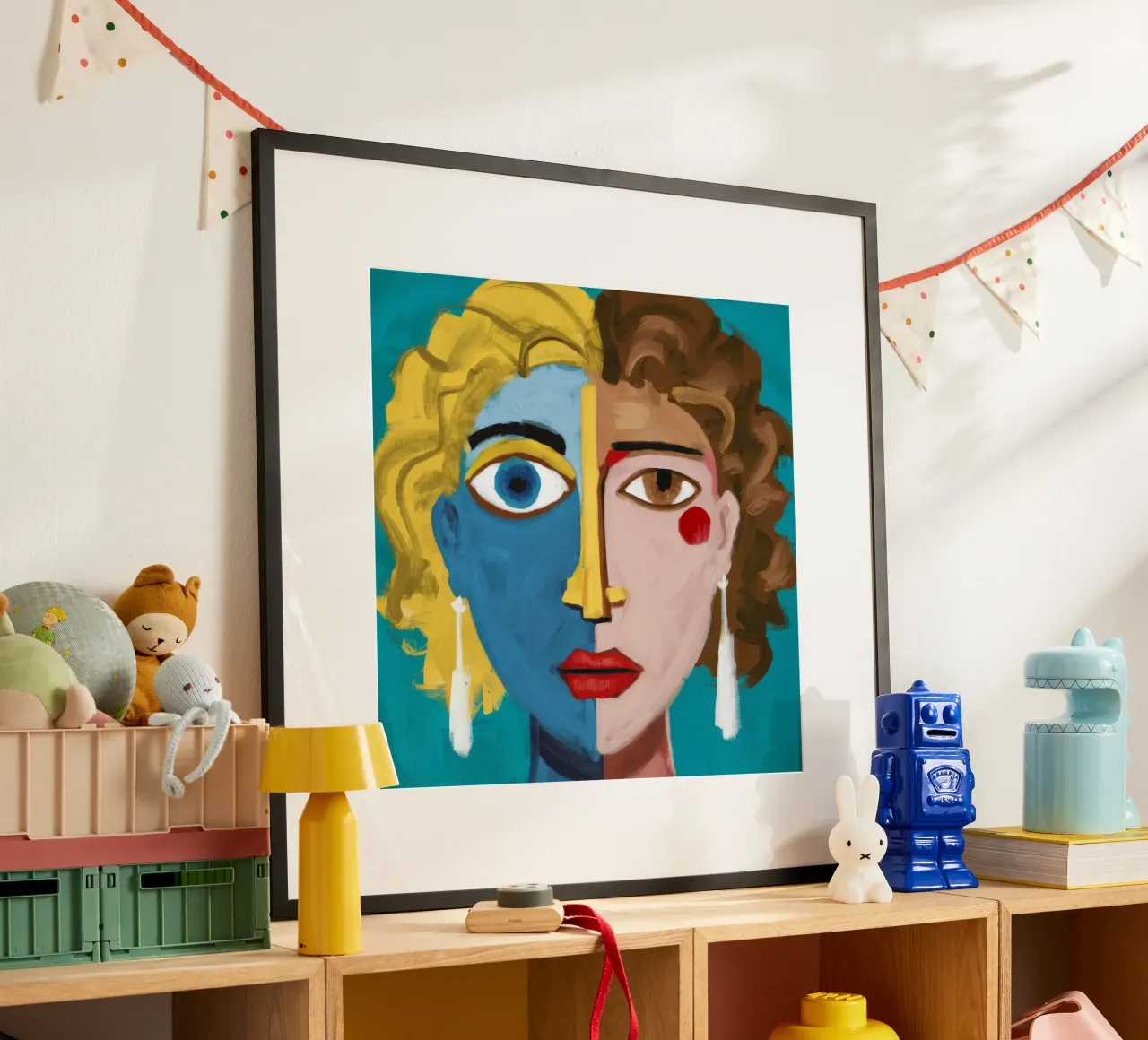 Gouden Krullen Symfonie poster met houten frame van Lunar Templar