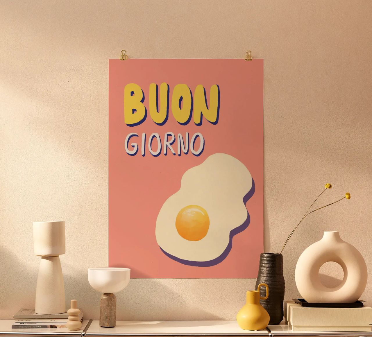 Buongiorno & Egg rosa Poster von Studio Dolci