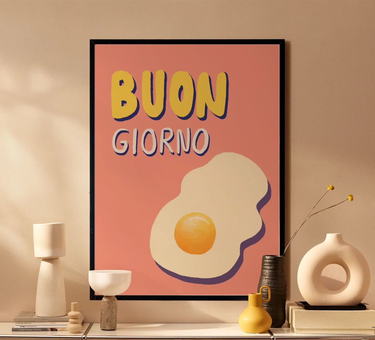 Buongiorno & Egg rosa Poster von Studio Dolci