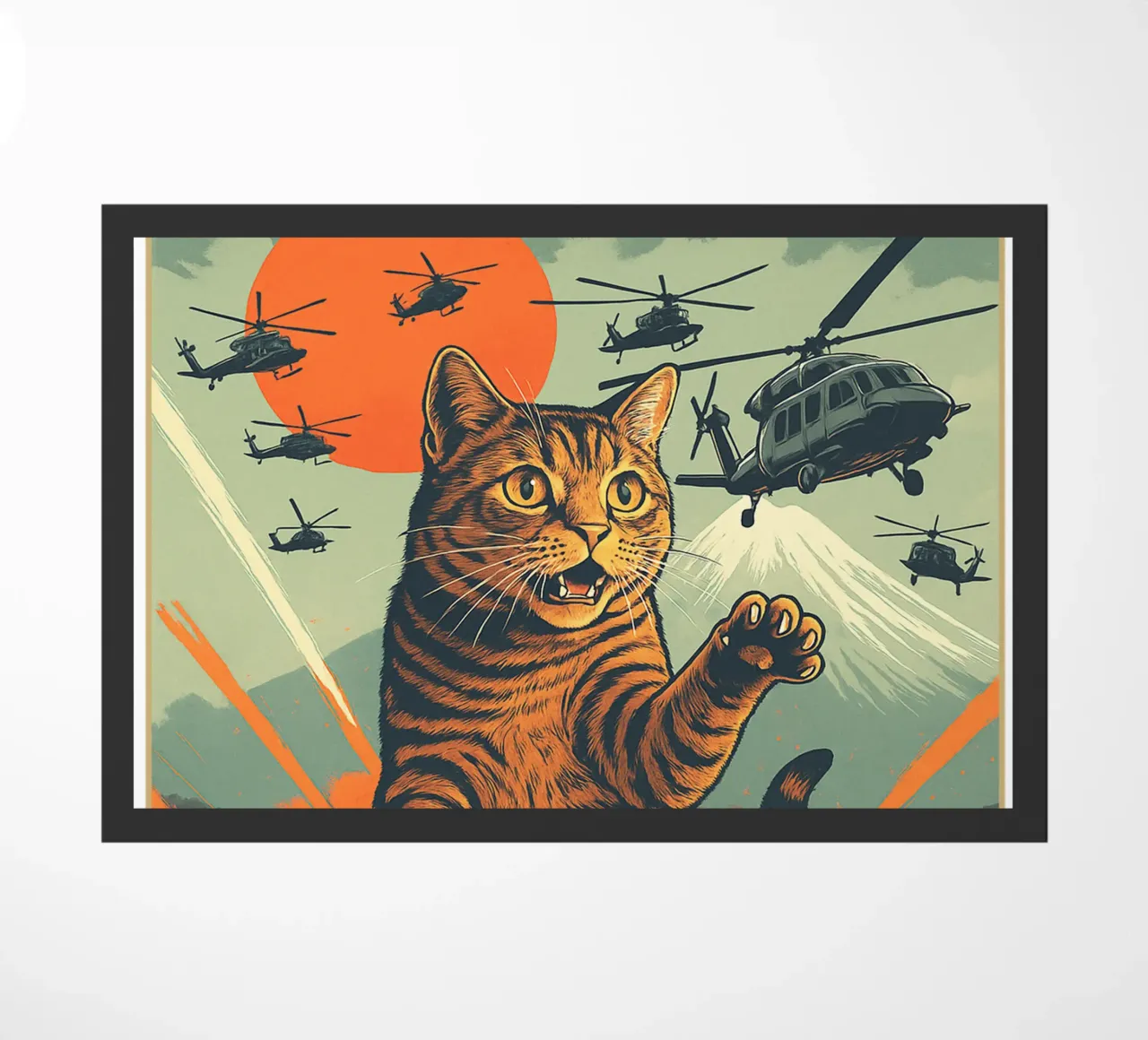 Catzilla Design d'arte retrò giapponese zerbino da the gondils