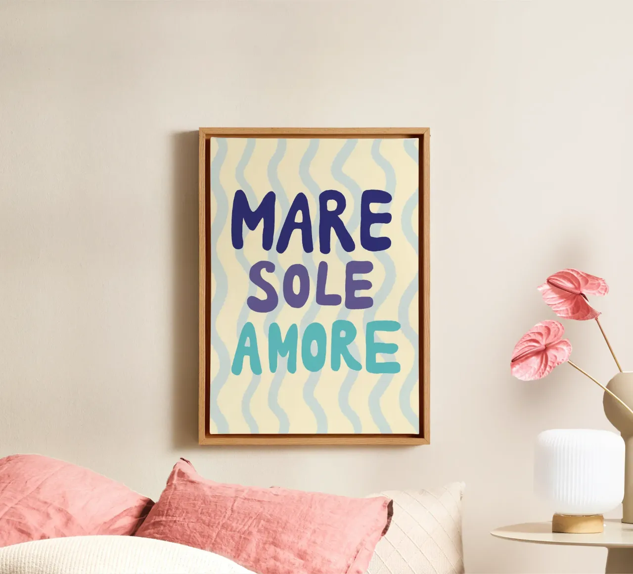 Mare sole amore tela con Cornice a cassetta da Studio Dolci